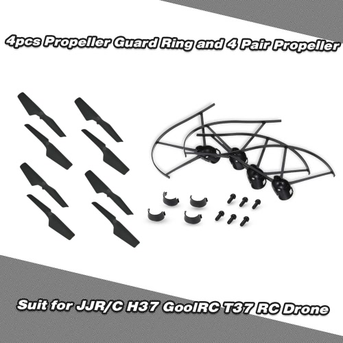 4pcs Propeller Guard Ring and 4 Pair CW CCW Propeller for JJR/C H37 GoolRC T37 RC Drone Quadcopter