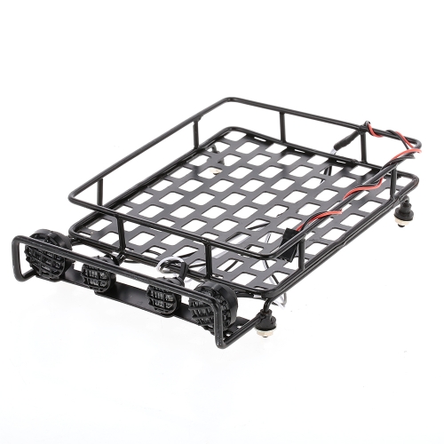 Roof Rack Luggage Carrier with Light Bar for 1/10 Monster Truck RC Car Crawler Axial SCX10 90046 D90 TRX-4