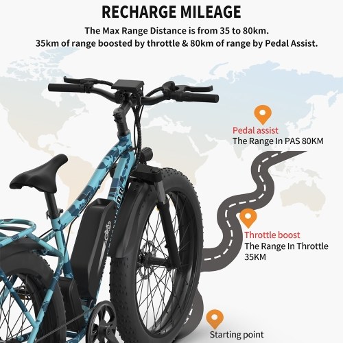 

AOSTIRMOTOR S07-F 750W Electric Mountain Bicycle 35-80km Range 4.0 Fat Tire E-Bike