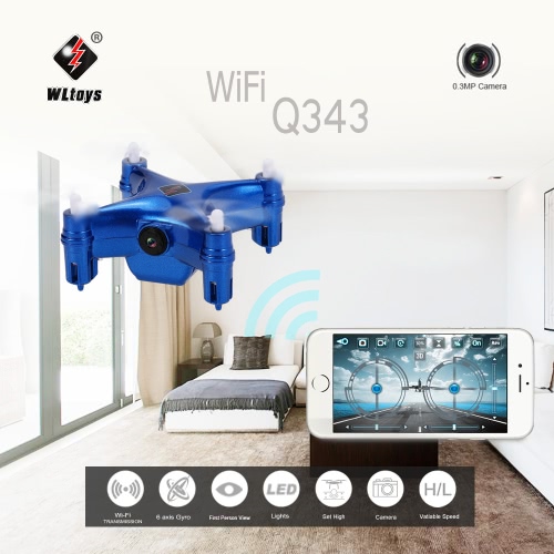 Original WLtoys Q343 WiFi FPV Mini RC Quadcopter with 0.3MP Camera and Barometer Set Height  Drone Controlled by   Smartphone