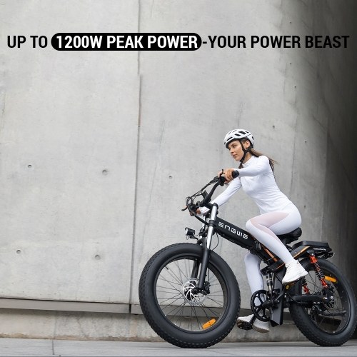 ENGWE X24 Folding All-terrain Electric Bike 24*4.0 inch Fat Tire 1000W Motor 48V 19.2Ah Battery Triple Suspension E-bike 100km Range 150kg Load Shimano 8-Speed Dual Hydraulic Disc Brake