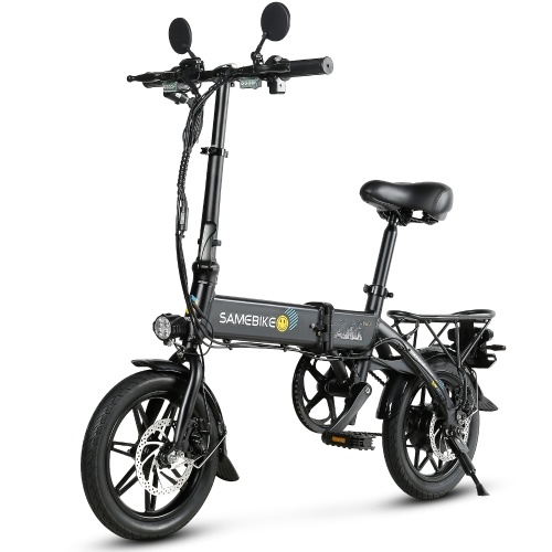 Samebike YINYU14-II 電動自転車 14 インチ 350W ブラシレスギアモーター 折りたたみ電動自転車 最大航続距離 50-60km 36V 7.8Ah バッテリー 24km/h 最大速度 25° 登坂能力 100kg 最大ペイロード