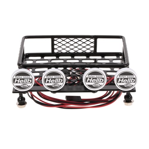 Festnight Roof Rack Luggage Carrier with Light Bar for 1//10 RC Crawler Axial SCX10 D90 110 Traxxas TRX-4 Tamiya HSP RC Car Parts