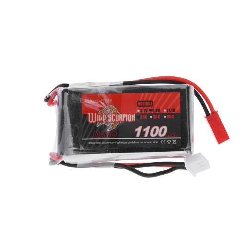 Escorpión salvaje 7.4V 1100mAh 25 C MAX 35C 2S JST enchufe batería Li-po para coche RC avión Blade CX helicóptero parte