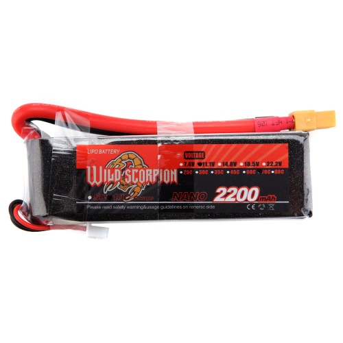 Escorpión salvaje 11.1V 2200mAh 70 C MAX 80 C 3S XT60 enchufe batería Li-po para coche RC avión T-REX 450 helicóptero parte