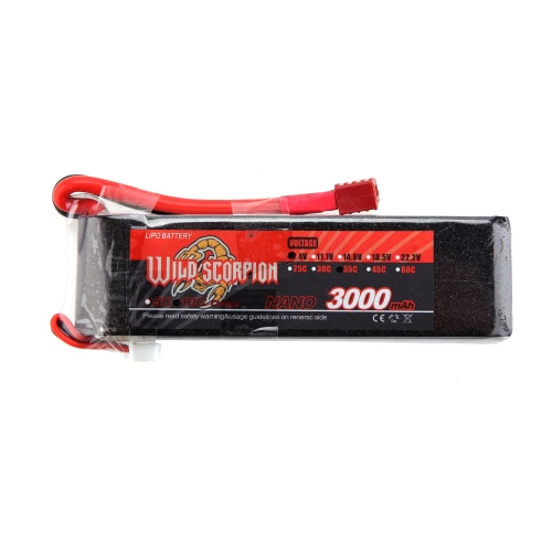 Wild Scorpion 7.4V 3000mAh 35C MAX 45C 2S T Plug Li-po Battery for RC Car Airplane Helicopter Part