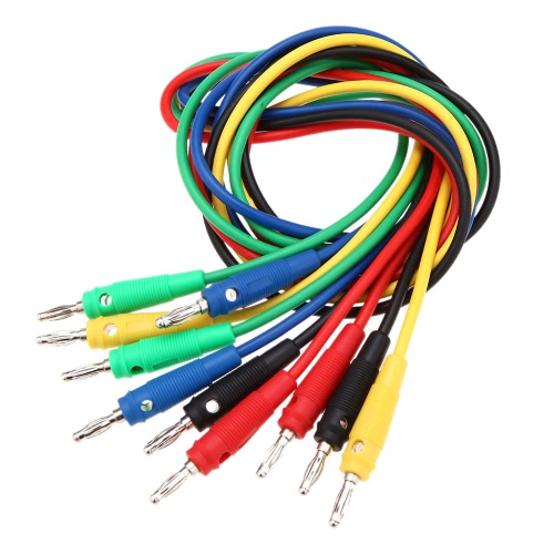 

GoolRC 5Pcs Respective Colors Closed Anti-static 3mm Banana Clip to Banana Clip 1m Silicone Test Supportive Cable
