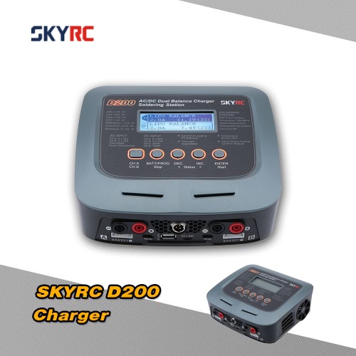 

Original SKYRC D200 200W LiPo LiFe LiIon LiHV NiMH NiCd Battery 2 Ports Charger Discharger With Soldering Iron