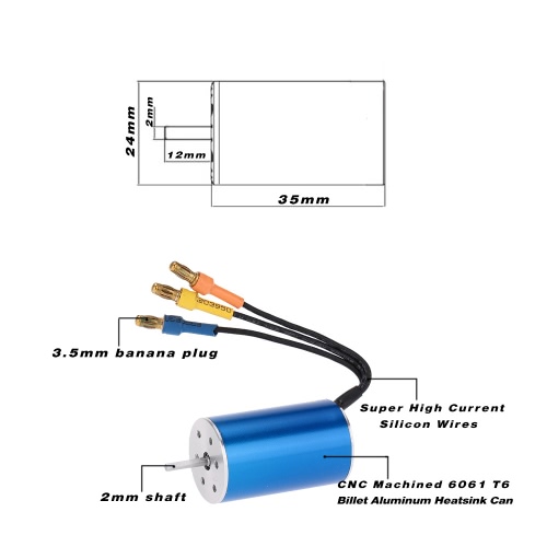 

2435 4800KV Бездатчиковое бесщеточный двигатель за 1 1/16/18 RC автомобиль