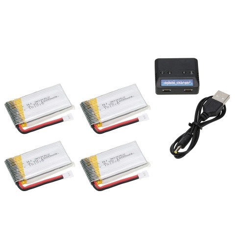 4 em 1 carregador conjunto com 4pcs 3.7 v 1200mAh bateria Li-po para Syma X5SW X5SC RC Quadcopter