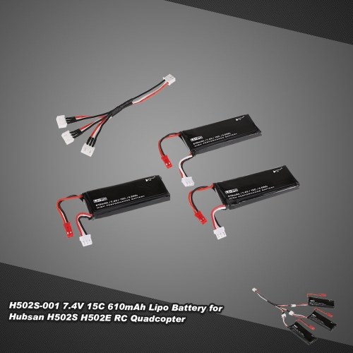 

Second Hand 3psc H502S-001 7.4V 15C 610mAh Lipo Battery with 3 in 1 Charge Cable for Hubsan X4 H502S H502E RC Quadcopter