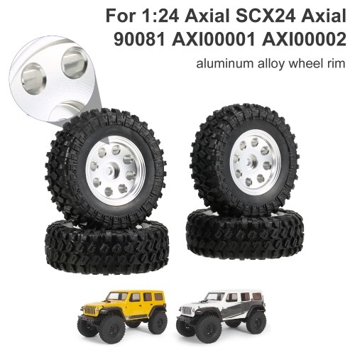 4PCS AUSTAR 48*18mm RC Car Tires with Aluminum Alloy Wheel Rim for 1/24 RC Buggy Off-road Car Compatible with Axial SCX24 Axial 90081 AXI00001 AXI00002