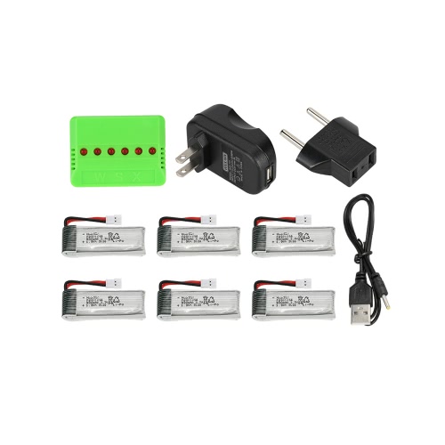 

Супер Fly 6Pcs 3.7V 520mAh Li-po аккумулятор с 6 в 1 зарядным устройством для Hubsan H107P RC Quadcopter