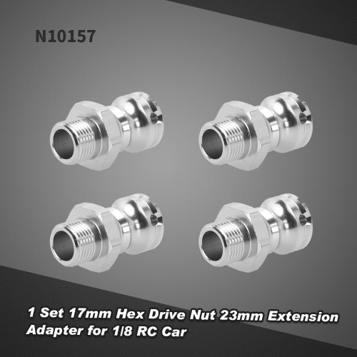 

4шт N10157 алюминиевого сплава 17мм шестигранником Гайка 23мм Удлинитель Adapter Pin 1/8 HSP 94862 94880 Гусеничный RC автомобилей