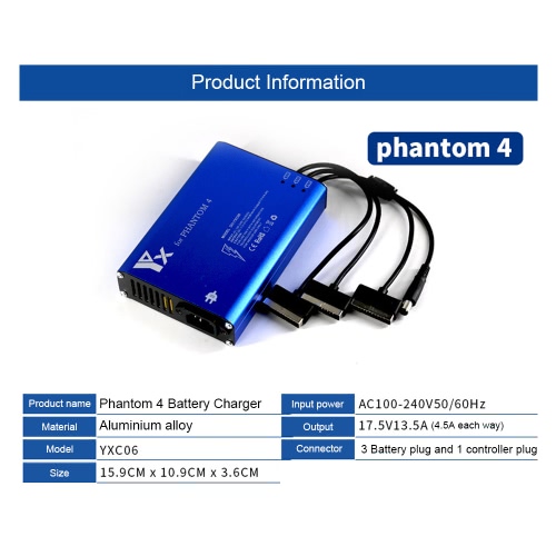 

4 in 1 Parallel Power Hub Intelligent Battery Charger for DJI Phantom 4 / 4 Pro Advanced FPV Drone Quadcopter