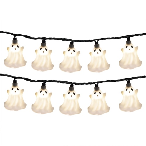 All Saints' Day Ghosts String Lights 8.5FT LED String Lights with 10 Cute White Ghosts Lights Home and Garden Decorative Lights for Decor