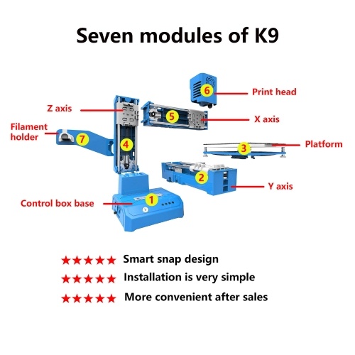 EasyThreed 3D Printer Mini Desktop Printing Machine for Kids 100x100x100mm Print Size for Beginners Household Education 