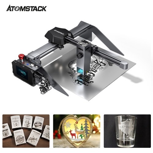 ATOMSTACK P9 M50 CNC bureau Laser gravure Machine de découpe avec 220*250mm zone de gravure Laser à focale fixe avec Protection des yeux assemblage rapide en alliage d'aluminium Structure 20mm bois 15mm plaque acrylique coupe pour bois métal céramique acrylique cuir