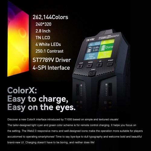 

SKYRC T1000 Maestro Charger AC/DC Dual Balance Charger 450W 1000W Battery Charger for Remote Control Model
