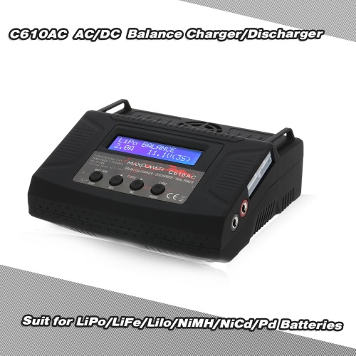 C610AC 10A / 100W AC / DC de doble potencia rápido del cargador del balance / descargador de LiPo / LiFe / lilo / NiMH / NiCd / Pd Baterías