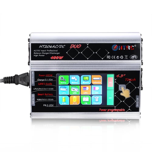 

HTRC HT206AC / DC DUO 2 * 200 Вт 400 Вт Профессиональное зарядное устройство / разрядник для вертолета RC вертолета DJI Inspire 1