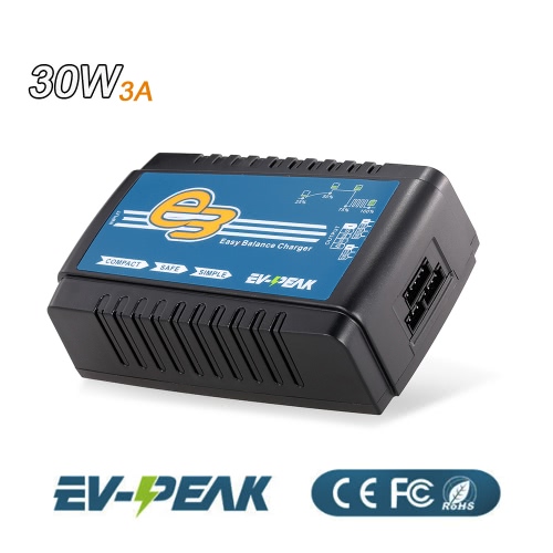 

EV-PEAK e3 30W 3A 2-4S AC100-240V Easy Balance Charger for LiPo Battery RC Drone Quadcopter Car