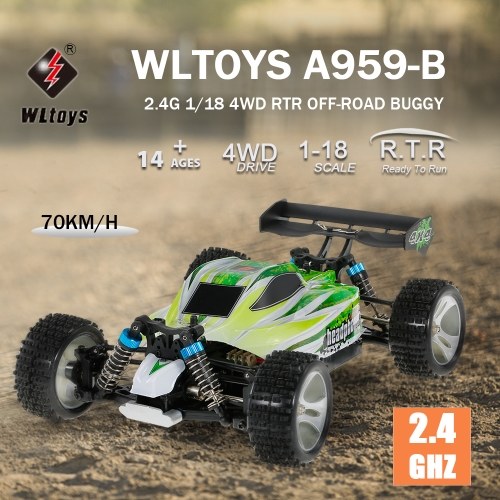 WLtoys A959-B 2.4G 1/18 Scale 4WD 70KM/h High Speed Electric RTR Off-road Buggy RC Car