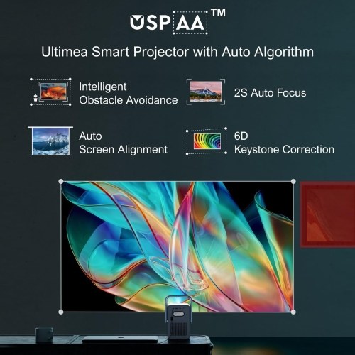 [Netflix Certified] Ultimea Poseidon E40 1000 ANSI Lumens WiFi 6 Projector 4K Decoding Native 1080P Dolby Audio 6D Keystone Correction Auto Focus 2x10W Speakers 