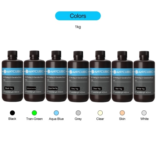 

Original ANYCUBIC 3D Printer Resin 405nm LCD Quick-Curing Resin Material High Precision Great Stability for LCD 3D Printing 1KG White Color