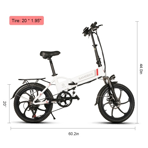 Samebike 20LVXD30 Ebike 20``*1.95`` Tires 350W Brushless Gear Motor Folding Electric Bike 45-60km Power-Assist Range 