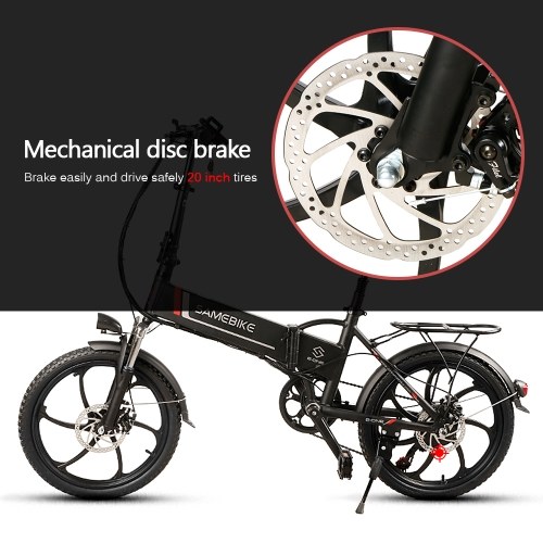 Samebike 20LVXD30 Ebike 20``*1.95`` Tires 350W Brushless Gear Motor Folding Electric Bike 45-60km Power-Assist Range 
