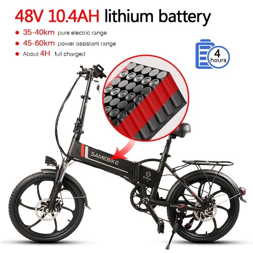 Samebike 20LVXD30 Ebike 20``*1.95`` Tires 350W Brushless Gear Motor Folding Electric Bike 45-60km Power-Assist Range 