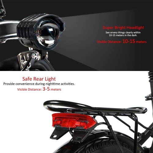 Samebike 20LVXD30-II Ebike 20 Inch 350W Brushless Gear Motor Folding Electric Bike Max 80km Range with Rechargeable Phone Holder Rear Rack 