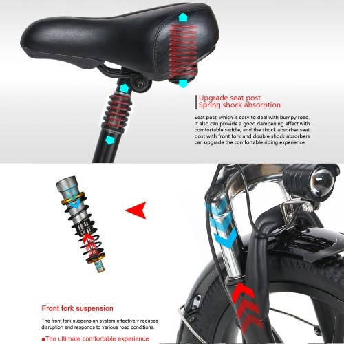 Samebike 20LVXD30-II Ebike 20 Inch 350W Brushless Gear Motor Folding Electric Bike Max 80km Range with Rechargeable Phone Holder Rear Rack 