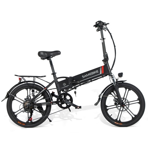 Samebike 20LVXD30-II Ebike 20 Inch 350W Brushless Gear Motor Folding Electric Bike Max 80km Range with Rechargeable Phone Holder Rear Rack 