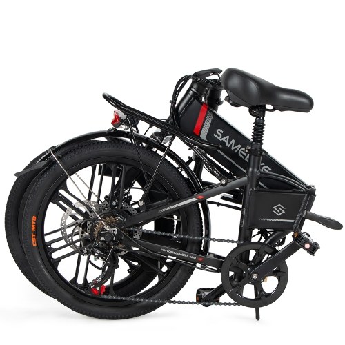 Samebike 20LVXD30-II Ebike 20 Inch 350W Brushless Gear Motor Folding Electric Bike Max 80km Range with Rechargeable Phone Holder Rear Rack 