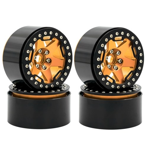 4pcs Aluminum Alloy Wheel Rim Beadlock 2.2in Wheel Rims Hub Replacement for 1/10 1/8 TRX4 90046 90047 RR10 RC Car