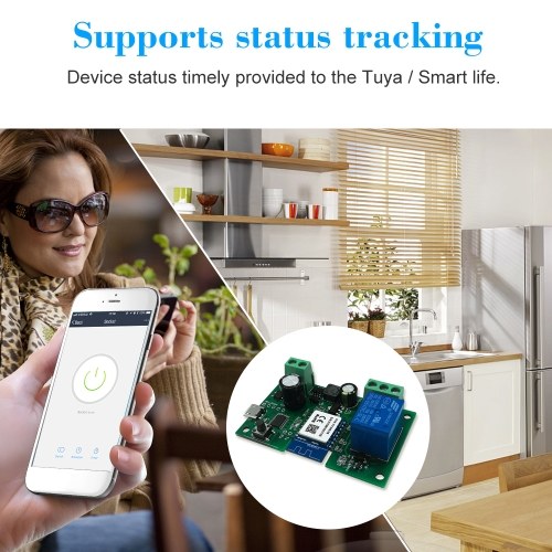 

Tuya DC5V 12V 24V 32V WiFi Switch Wireless Relay Module Single-way Inching/Self-Locking Timing APP Remote Control Voice Control Compatible with Google Home/Nest & Amazon Alexa IFTTT