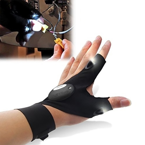 Multifunction Outdoor Sports Wear Gloves Two Fingers with LED Light Night Fishing Left Hand