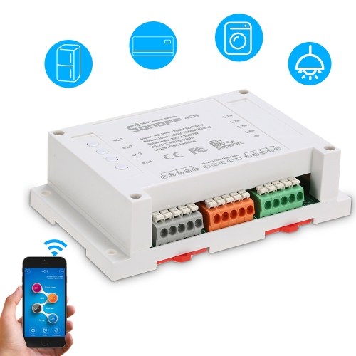 

SONOFF 4 Channels Din Rail Mounting WiFI Switch Universal Wireless Smart Switch