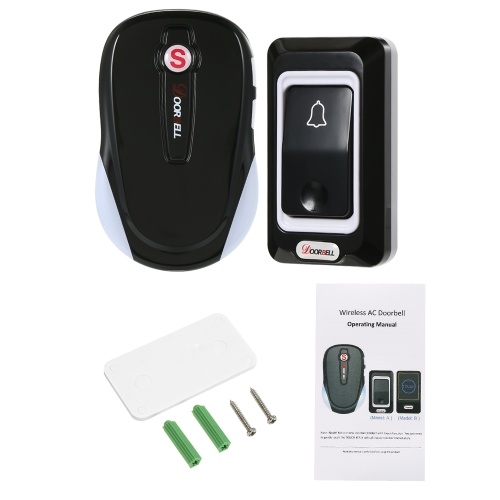 

Wireless Ding Dong Door Bell Long Range Strong Penetration 28 Ringtones 3 Levels Volumes Optional Doorbell 1 Transmitter+1 Receiver,Black