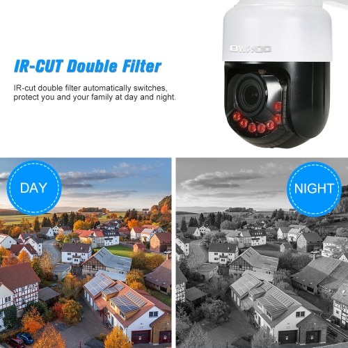 

OWSOO Беспроводная 1080P камера видеонаблюдения WiFi IP-камера для домашнего наблюдения Открытый монитор с приложением для сотового телефона Двухстороннее аудио PTZ и слот для TF-карты ночного видения Сигнализация движения 2.8-12 мм Оптический зум-объекти