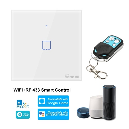 SONOFF T1UK1C-TX Interruptor de luz de pared WiFi inteligente de 1 cuadrilla