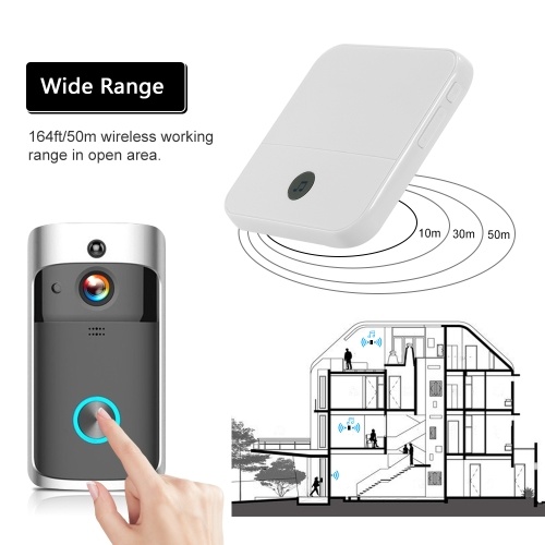 

Smart HD 1080P Wireless Video Intercom WI-FI Video Door Phone Visual Door Bell WIFI Doorbell Camera for Apartments IR Alarm Wireless Security Camera with Batteries & Chime Black