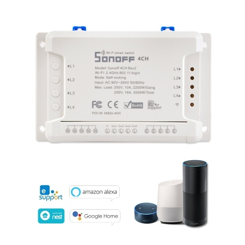 SONOFF 4CH R2 ITEAD 4 canaux Rail DIN Montage WiFI Switch seulement € 16.54 SONOFF 4CH R2 ITEAD 4 canaux Rail DIN Montage WiFI Switch seulement € 16.54