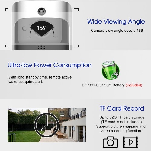 

WiFi Smart Wireless Security DoorBell Smart HD 720P Visual Intercom Recording Video Door Phone