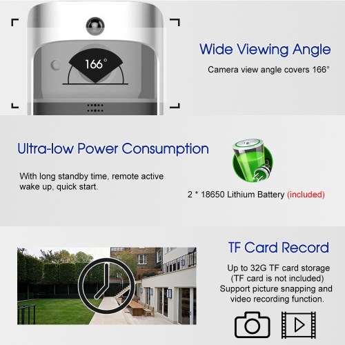 

WiFi Smart Wireless Security DoorBell Smart HD 720P Visual Intercom Recording Video Door Phone