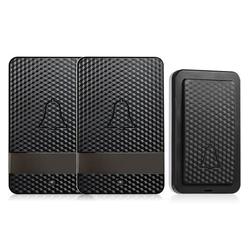

Wireless Dingdong Doorbell Self-powered 28 Ringtones 4 Levels Volumes Optional Long Distance No Battery Required 1 Transmitter + 2 Receiver,Black