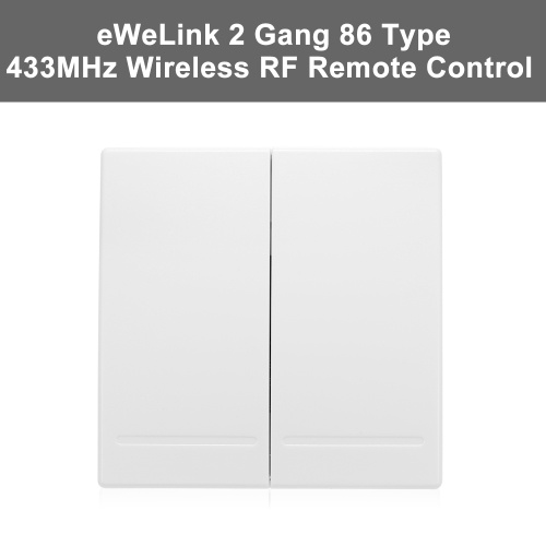 eWeLink Telecomando Interruttore a pulsante a muro Telecomando 2 Gang 86 Tipo Interruttore ON / Off Pannello 433 MHz Telecomando wireless RF Trasmettitore con adesivi Posizione libera Flessibile Per la casa Soggiorno Camera da letto