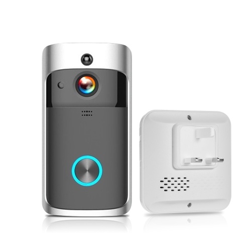 Videocitofono wireless Smart HD 1080P Videocitofono WI-FI Videocitofono visivo Videocitofono campanello WIFI per appartamenti Allarme IR Videocamera di sicurezza wireless con batterie e 2 carillon Argento